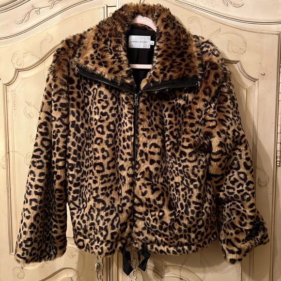 Rebecca Minkoff Teddy Jacket, Leopard Print faux fur - Picture 6 of 6